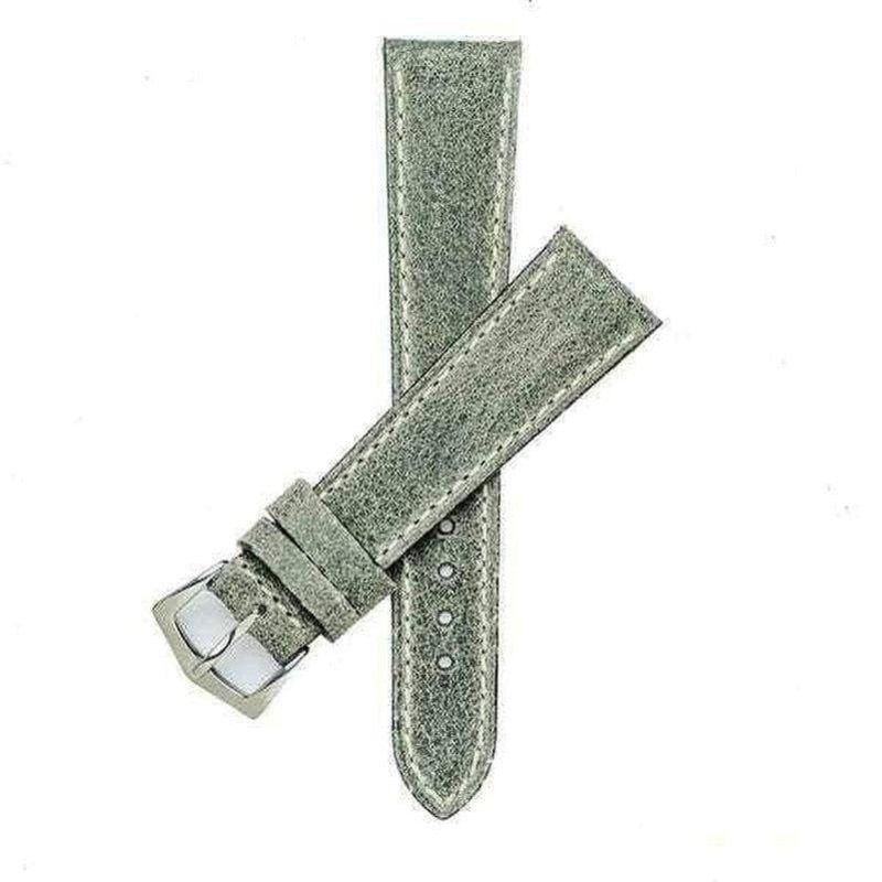 Grey Leather Vintage Watch Band Grey