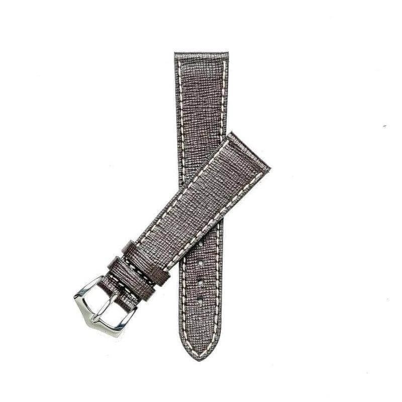 Best Dark Brown Saffiano Leather Watch Strap Brown