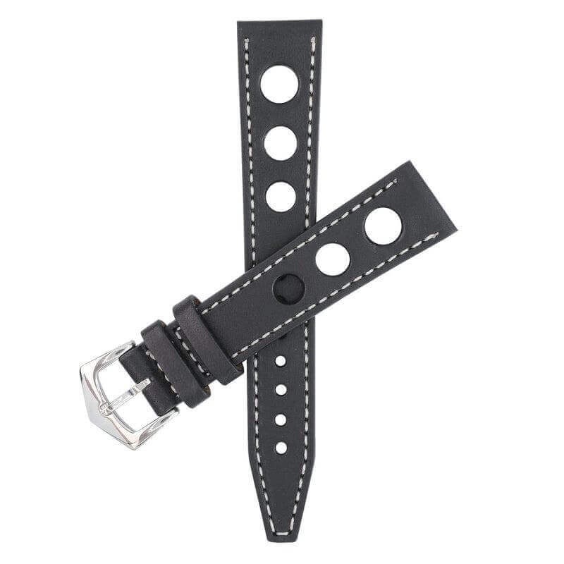 Black “Rally” Leather Watch Strap