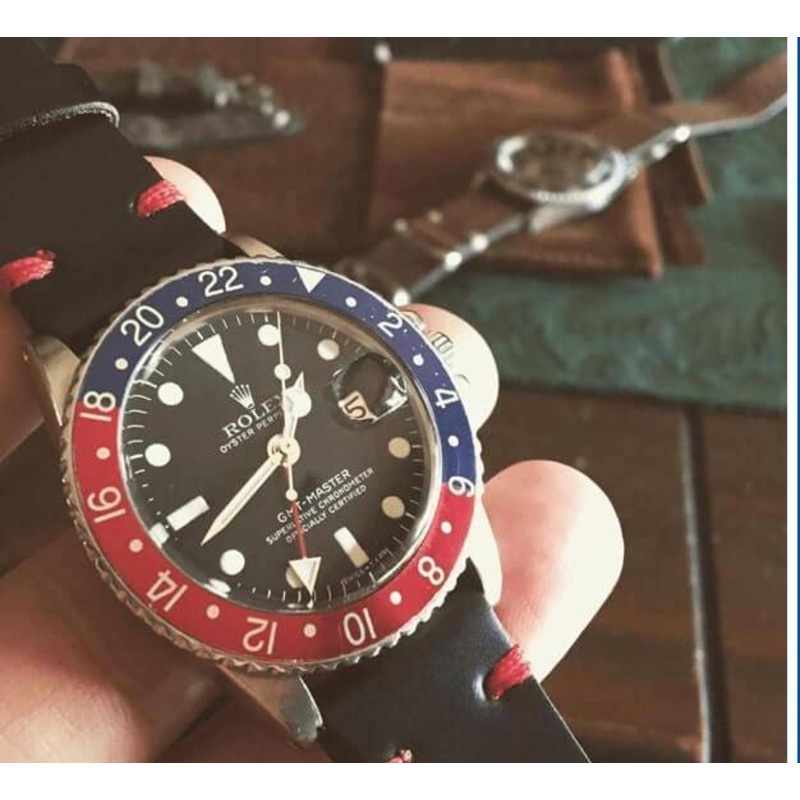 Black Red Cordovan Leather Watch Strap