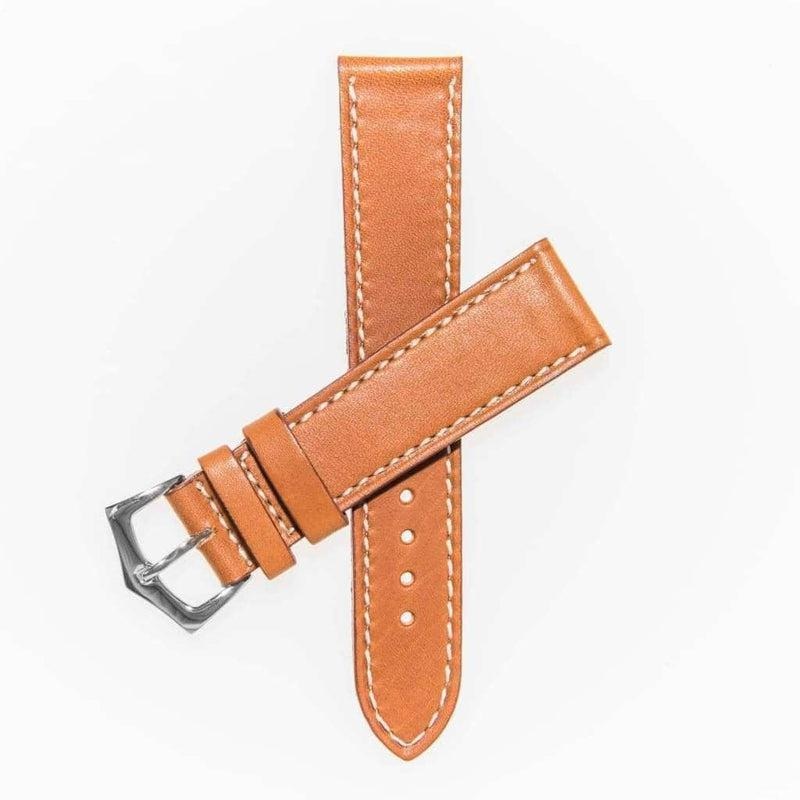 Cognac Grand Cavalier Cuir Flat Watch Strap