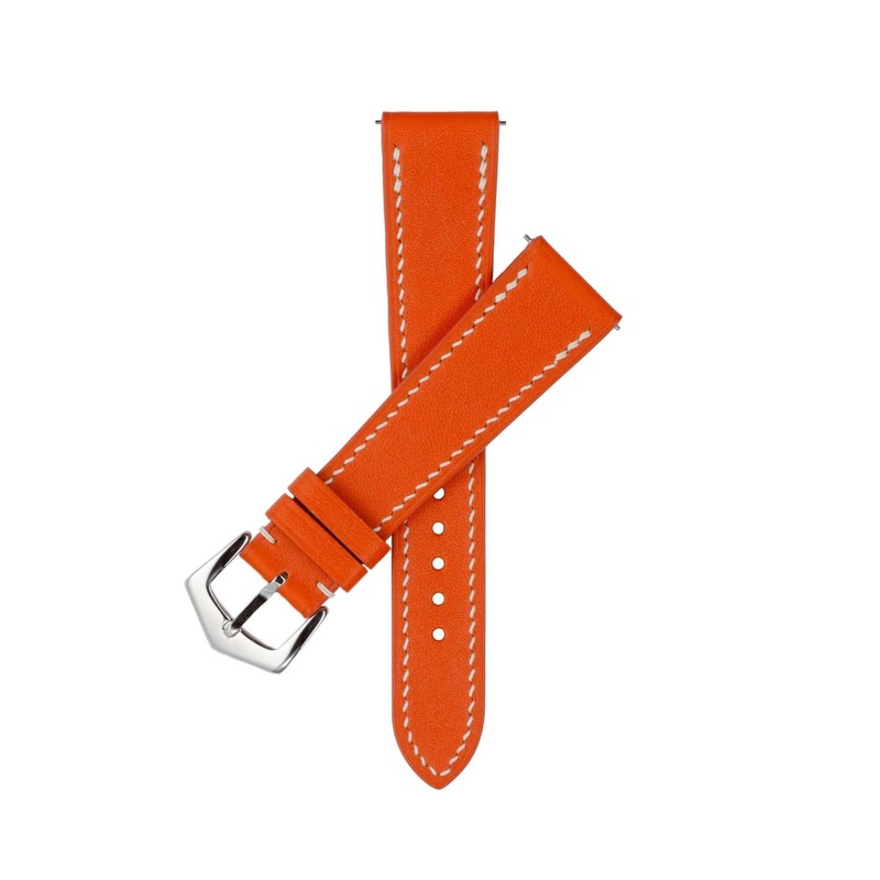 Grand Cavalier Cuir Orange Leather Watch Strap
