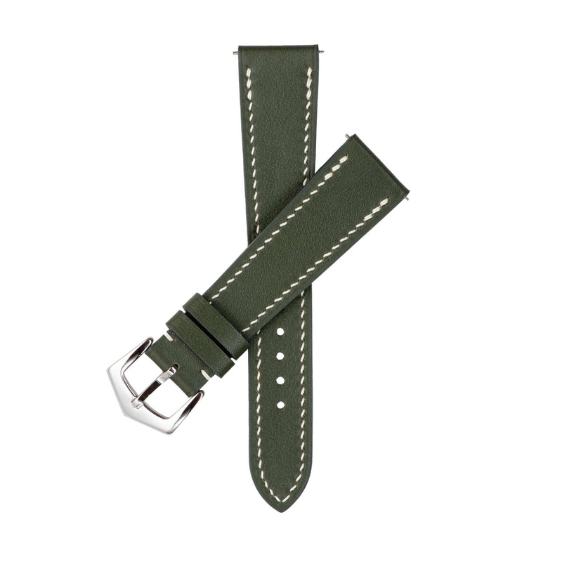 Olive Green Swift Leather Watch Strap Green