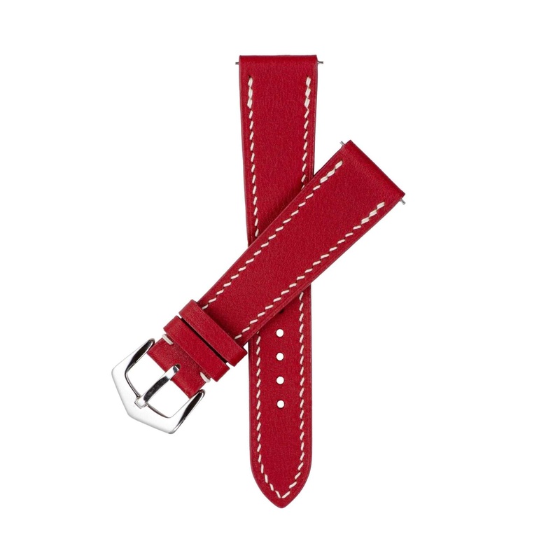 Red Swift Leather Watch Strap Red