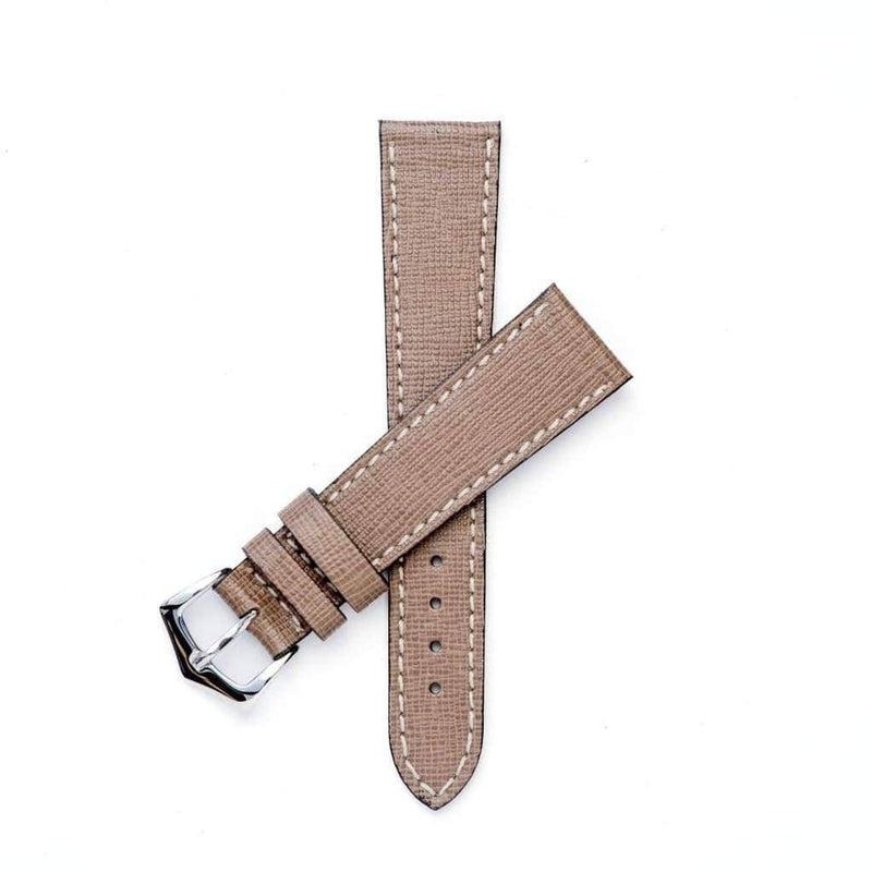 Taupe Saffiano  Leather Watch Strap -Taupe Taupe