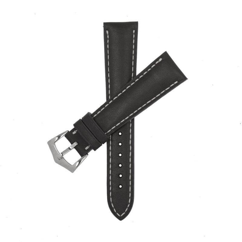 Black Roano Leather Watch Strap Black