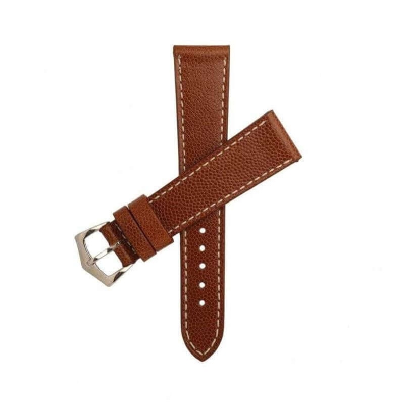 Cognac Hammered Calfskin Ecru Stitches Watch strap Cognac