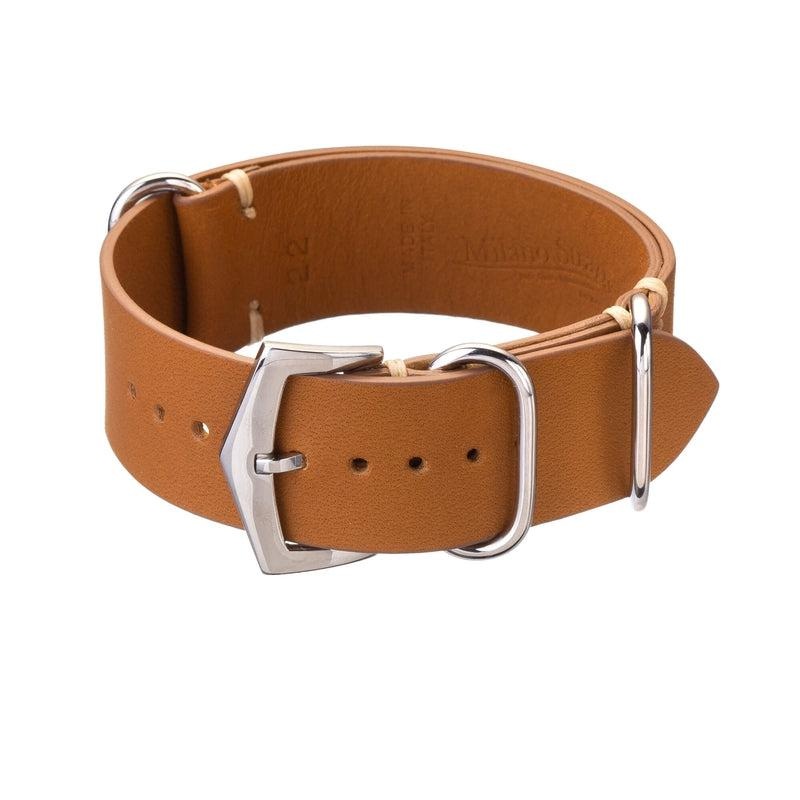 Military Natural Italian Leather Watch Strap