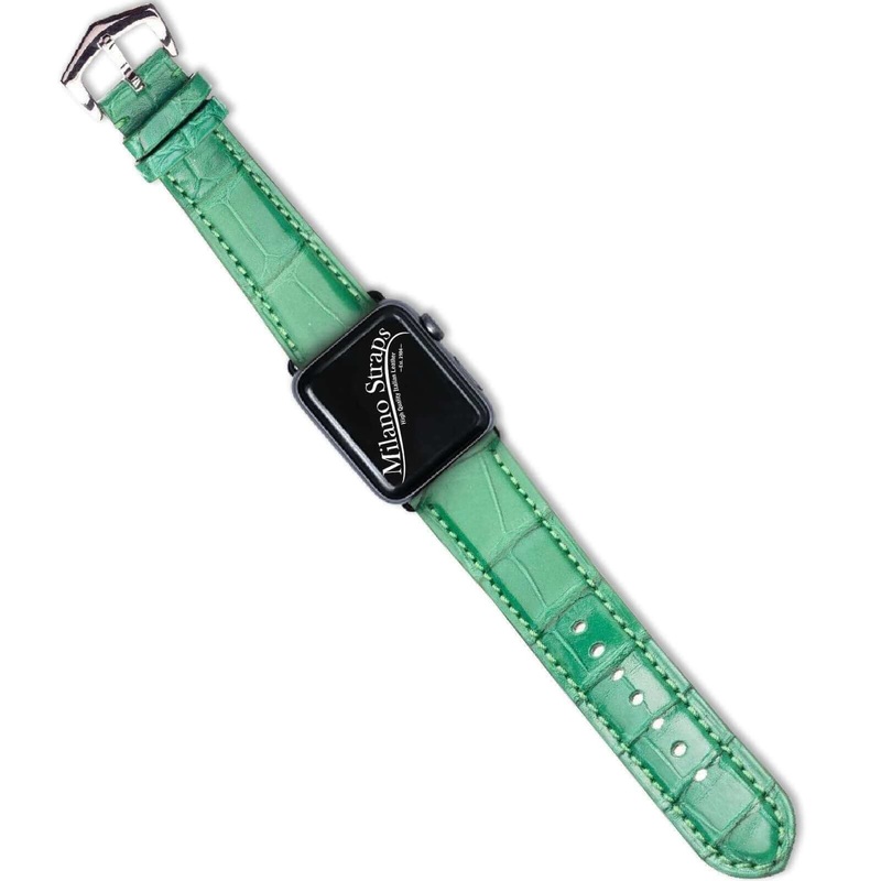 Apple Watch Leather Band  Alligator Millennium Green Watch Strap