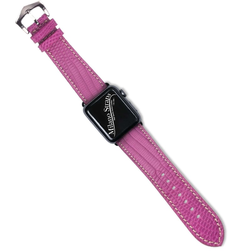 Fuchsia Lizard Apple Watch Leather Band  | Watch bands