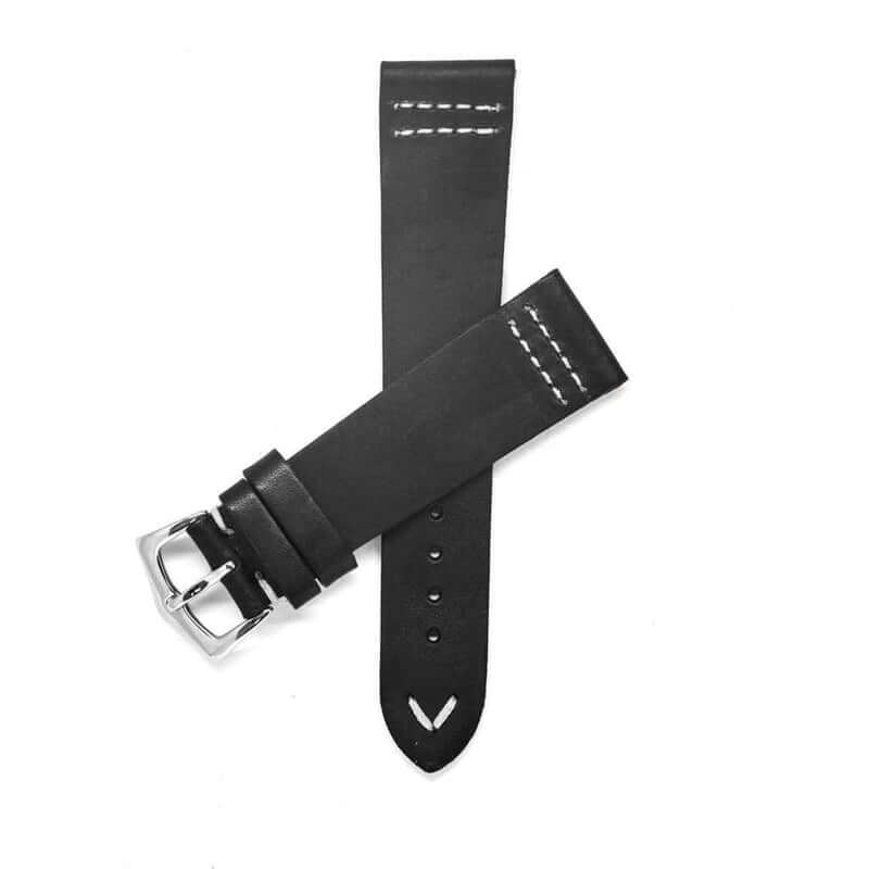 Black Vintage Leather Watch Strap -Black BLACK