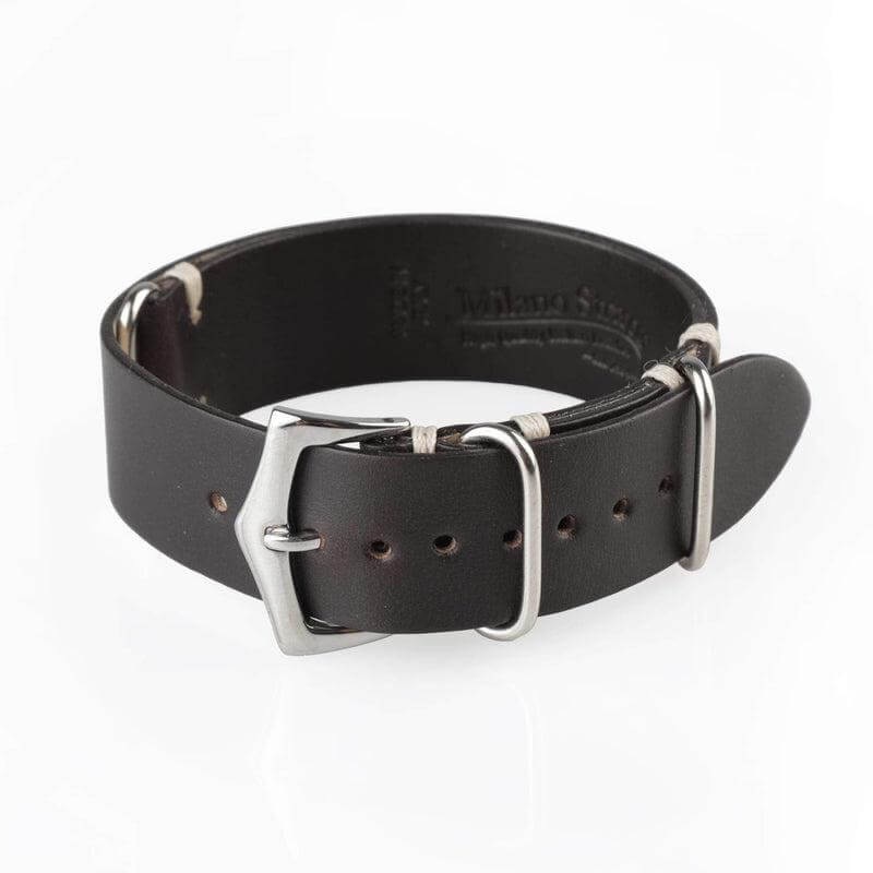 Dark Brown Military Leather Watch Strap Brown