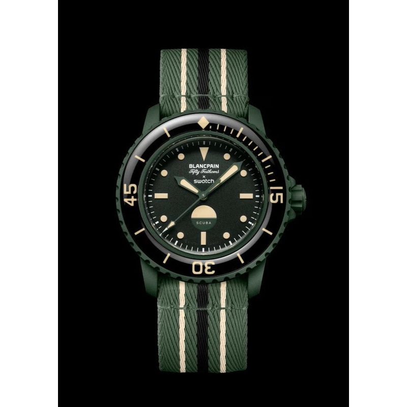 Blancpain x Swatch Green Abyss Scuba Fifty Fathoms Dive Watch SO35G100