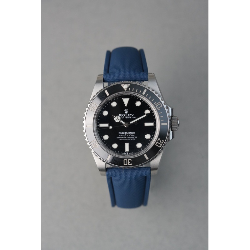 Sailcloth Effect FKM Rubber Strap with Deployant Clasp – For Rolex Submariner – Navy