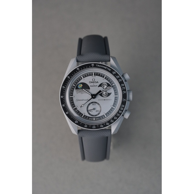 Sailcloth Effect FKM Rubber Strap with Deployant Clasp for Swatch x Omega MoonSwatch – Mission to Jupiter – Orange