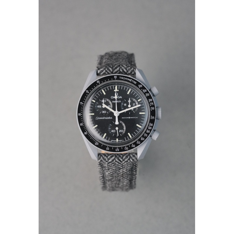 Tweed Strap for Omega x Swatch MoonSwatch  Mission to the Moon  Grey