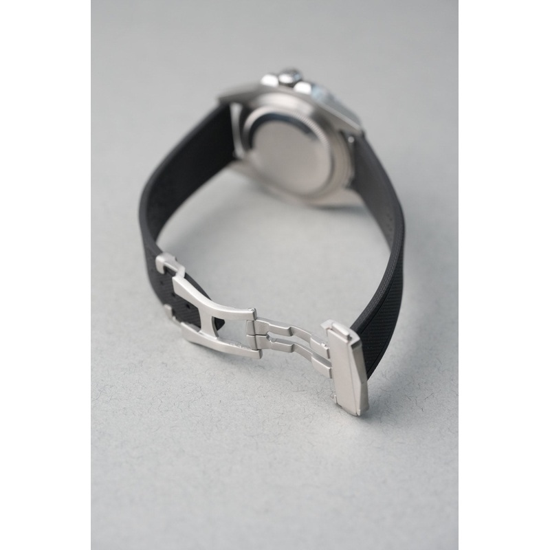 Sailcloth Effect FKM Rubber Strap with Deployant Clasp for Swatch x Omega MoonSwatch – 1965 – Black