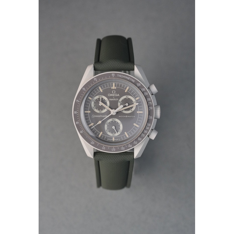 Sailcloth Effect FKM Rubber Strap with Deployant Clasp for Swatch x Omega MoonSwatch – Mission on Earth: Desert – Khaki