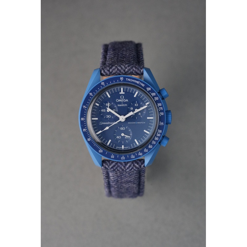 Tweed Strap for  Omega x Swatch MoonSwatch  Mission to Neptune  Navy & White