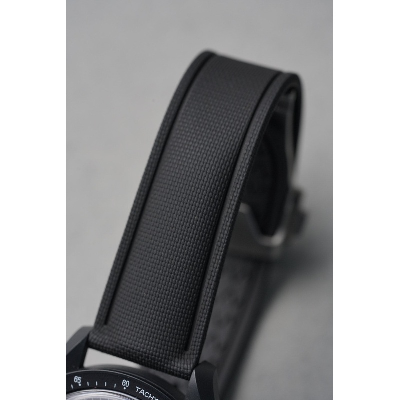 Sailcloth Effect FKM Rubber Strap with Deployant Clasp for Swatch x Omega MoonSwatch Mission to Mercury Black
