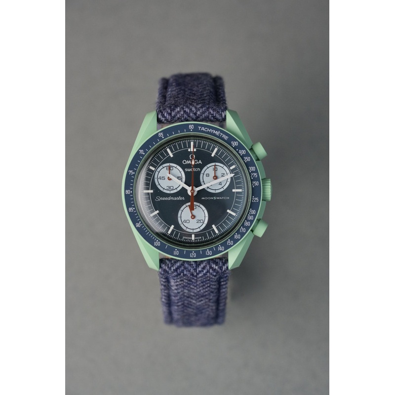 Tweed Strap for  Omega x Swatch MoonSwatch  Mission On Earth  Navy & White