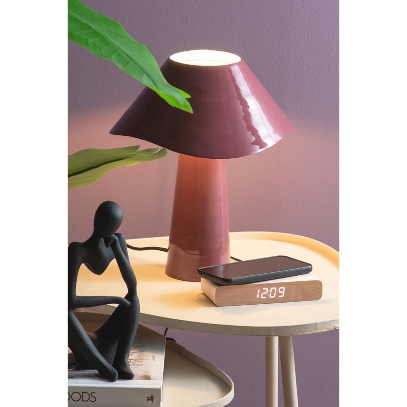 Karlsson Retro Flat LED Alarm Clock with Wireless Charger Grey