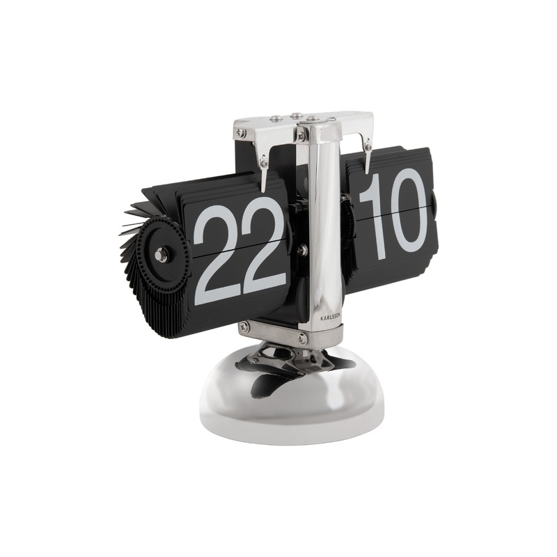 Karlsson Small Retro Table Flip Clock Black/Steel