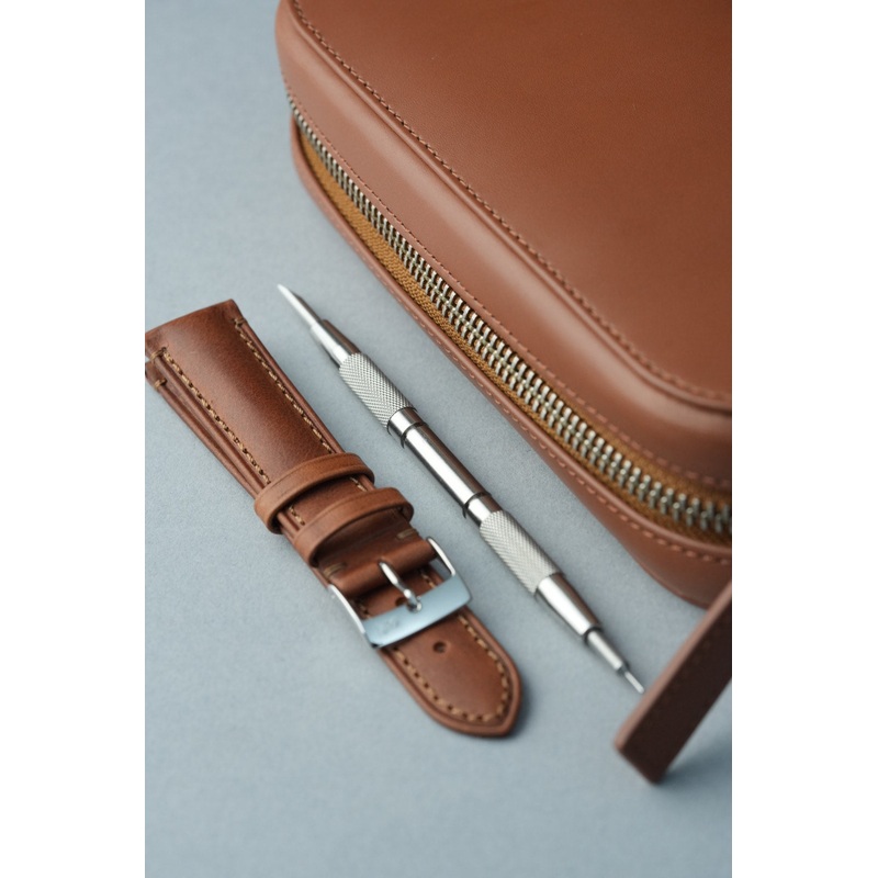Two Watch Travel Case with Strap & Tool Tan