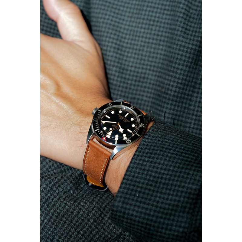 Tuscan Pueblo Leather Strap with Contrast Stitch  For Tudor  Brown