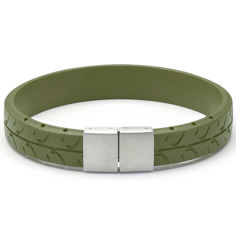 Bonetto Cinturini BON 3 Olive Green NBR Rubber Bracelet