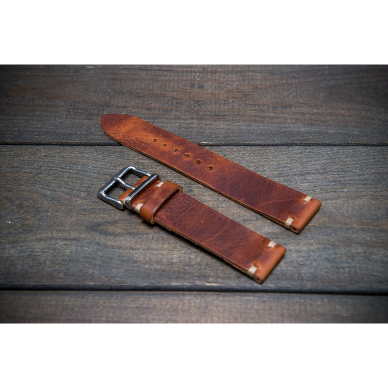 Badalassi Congac Wax  leather watch strap. Hand-made to order in Finland.