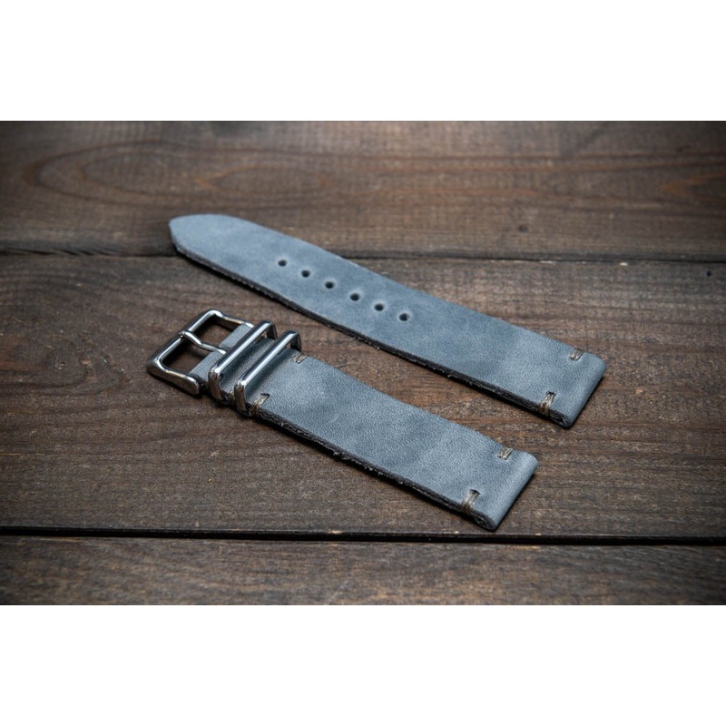 Leather watch strap. Badalassi wax Fodder Grey. Hand-made to order in Finland. 15-26 mm
