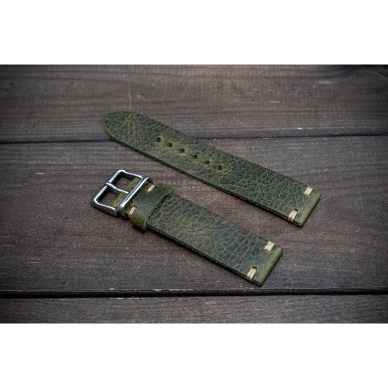 Badalassi Oliva Wax leather watch strap. Hand-made to order in Finland. 10-26 mm.