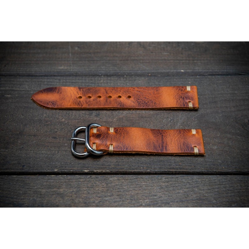 Badalassi Tawny Wax leather watch strap. Hand-made to order in Finland. 16 mm-26 mm.