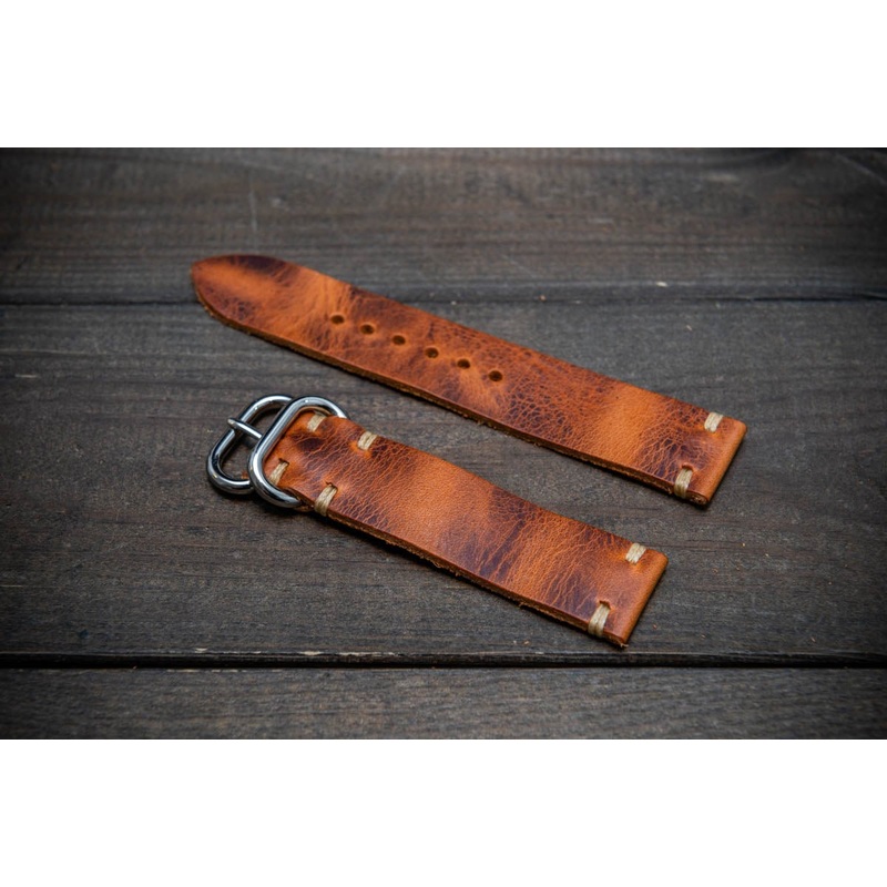 Badalassi Tawny Wax  leather watch strap. Hand-made to order in Finland. 16 mm-26 mm.