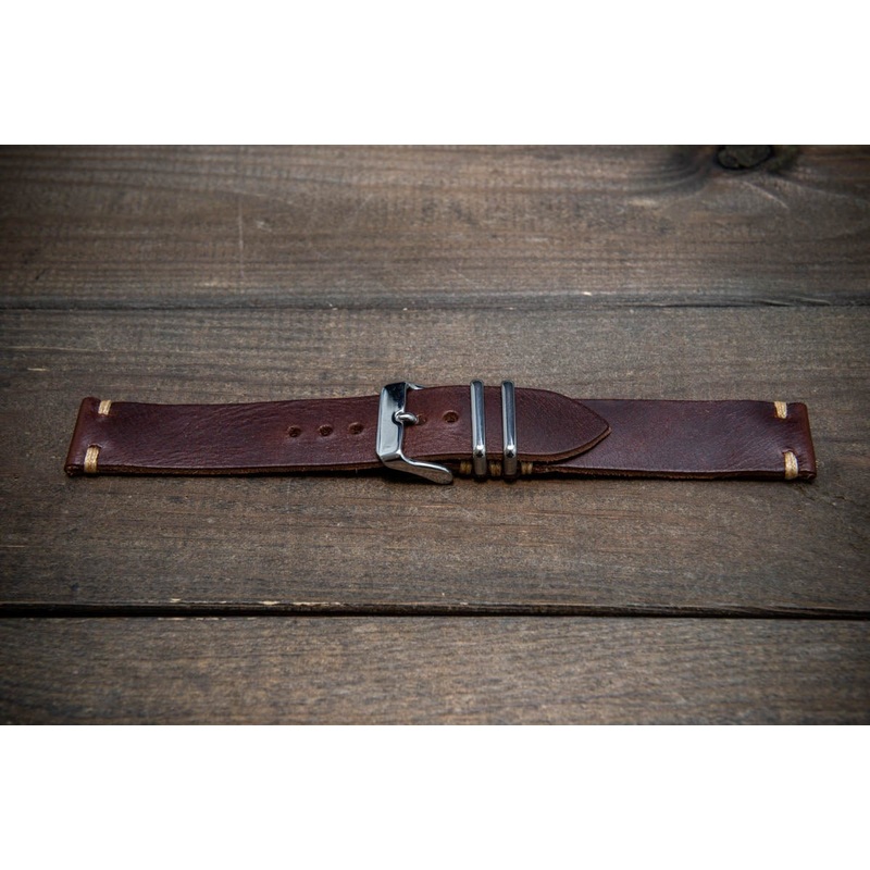 Badalassi Tobacco Wax leather watch strap. Hand-made to order in Finland.