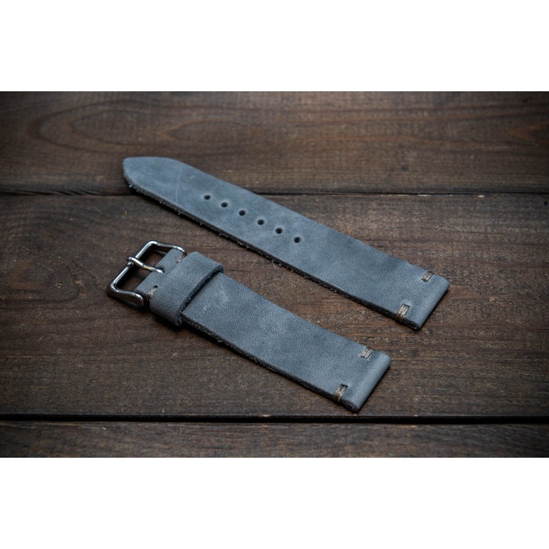 Leather watch strap. Badalassi wax Fodder Grey.Hand-made to order in Finland. 10-26 mm