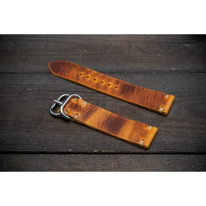Badalassi Saffron Wax  leather watch strap. Hand-made to order in Finland 16-24 mm