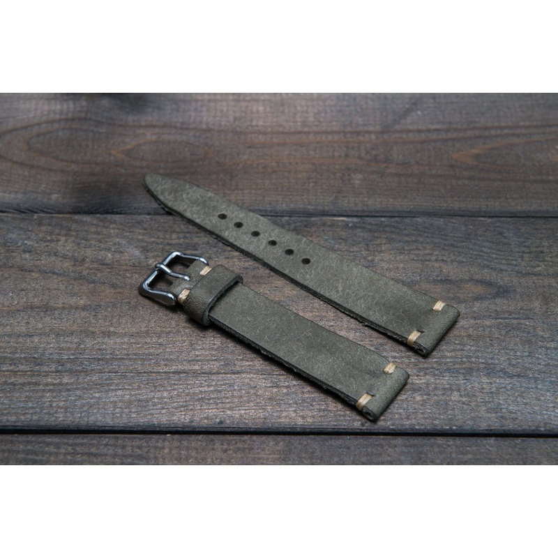 Badalassi Carlo, Pueblo Grigio tapered leather watch strap. Hand-made to order in Finland.