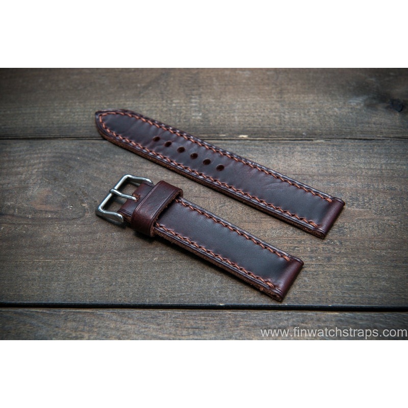 Badalassi Carlo Wax leather watch strap. Dark Brown color. Handmade in Finland.