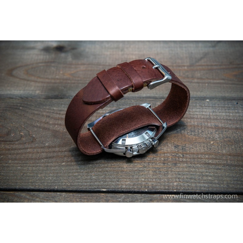 One-piece military watch band, Tobacco Brown color