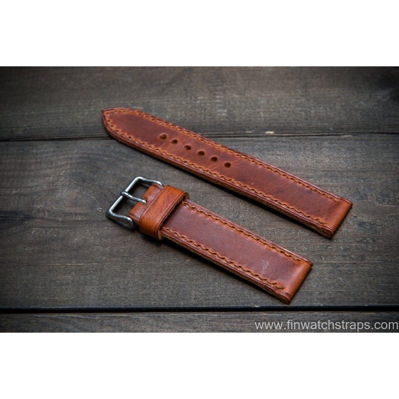 Badalassi Carlo Wax leather watch strap. Brown color. Handmade in Finland.
