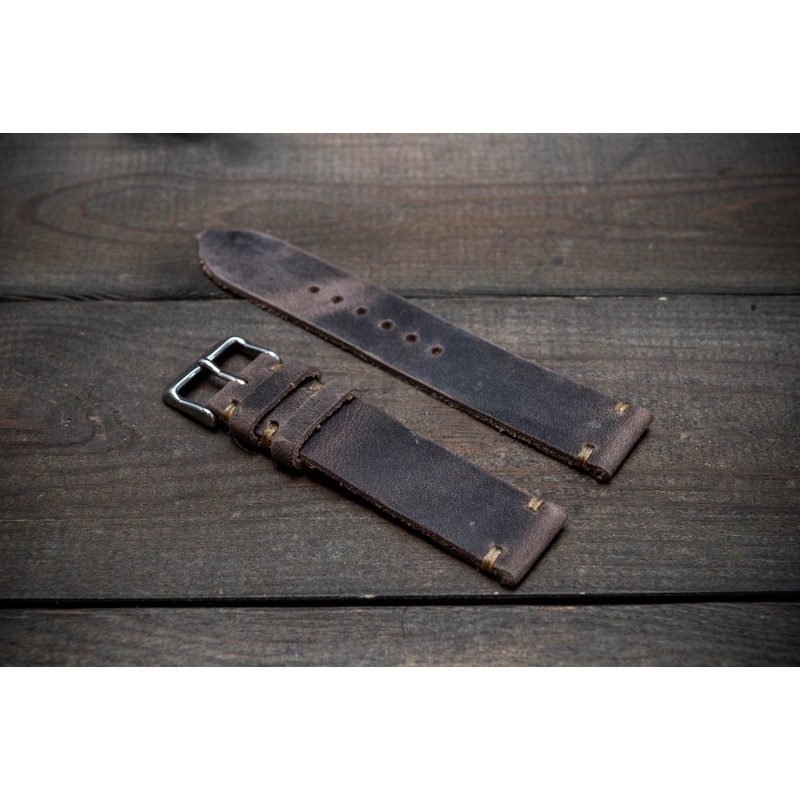 Badalassi wax Mocca brown leather watch strap. Hand-made to order in Finland. 10-26 mm