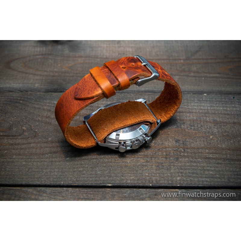 One-piece military watch band, watch strap, Badalassi Tawny waxed