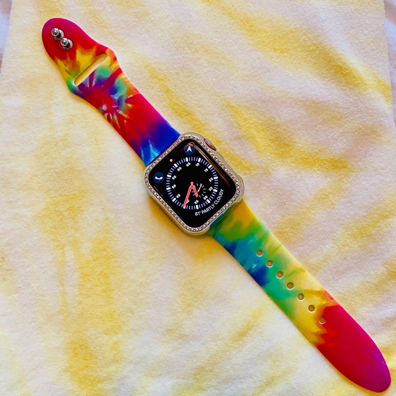 Colorful Tie Dye Print Silicone Band For Apple Watch