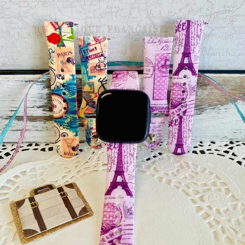 Bon Voyage Print Silicone Band For Fitbit Versa 1/2 Multiple Colors Available Pink