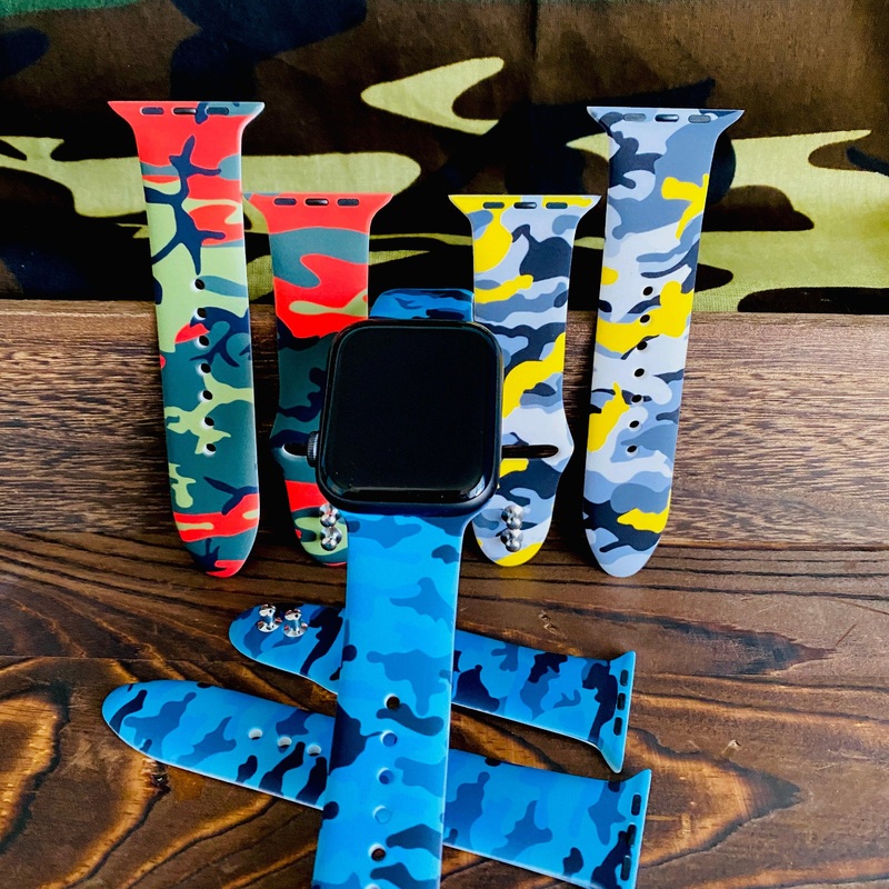 Camo Print Silicone Band For Apple Watch Multiple Colors Available Orange
