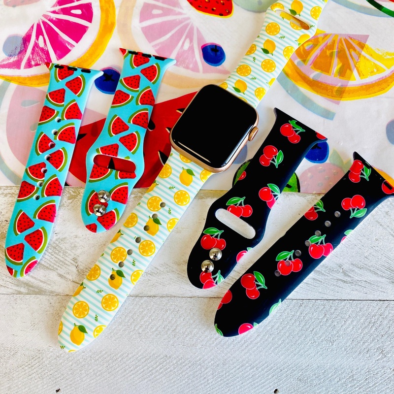 Fancy Fruit Print Silicone Band For Apple Watch Multiple Colors Available Watermelon