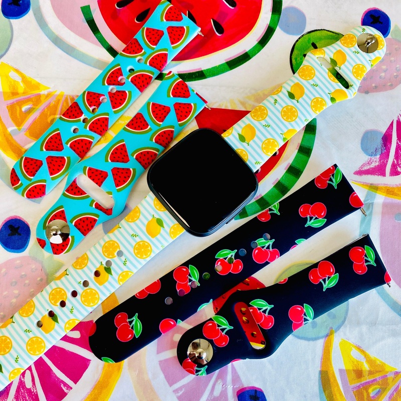 Fancy Fruit Print Silicone Band For Fitbit Versa 1/2 Multiple Colors Available Watermelon