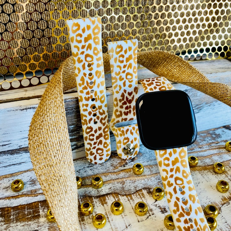 Golden Leopard Print Silicone Band For Fitbit Versa 1/2